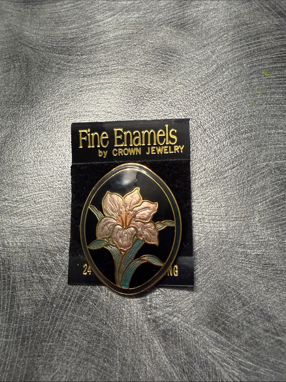 Fine Enamels by Crown Jewelry Floral Enamel Brooch - Black, Pink, Green